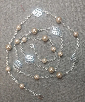 Collar Chaps (Ralph Lauren) plata y perlas champán Foto 1 de 4