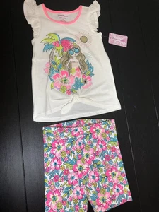 Tommy Bahama Girls Ruffle Sleeves Crew Neck White Mermaid Shirt Size S 5-6 - Picture 1 of 7