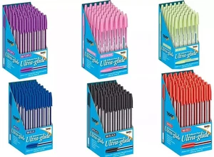CRISTAL BALLPOINT PURPLE PENS– BIRO MEDIUM 1MM ULTRA GLIDE SMOOTH, SCHOOL OFFICE - Picture 1 of 6