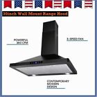 30in Wall Mount Range Hood 3-Speed Touch Control 350CFM Kitchen Black LED Light