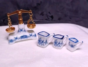 Dolls House Reutter Weighting Scales And Set Of 3 Jugs 12th Scale - Picture 1 of 4