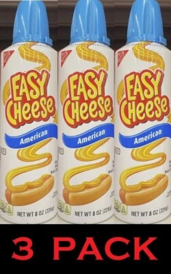 NABISCO Easy Cheese AMERICAN Sabor Pasteurizado Queso Exprimidor Lata 8 OZ - 3 LATAS Foto 1 de 4