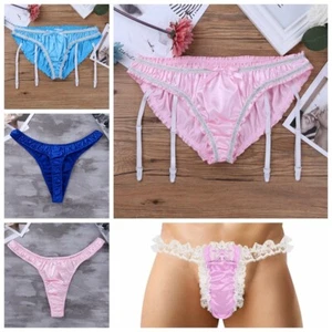Sexy Satin Men's panties Garter underwear briefs Thong Bikini Pants Crossdress - Bild 1 von 55