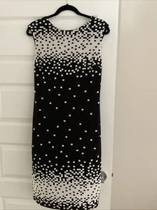 Frank Lyman Size 12 Black White Knee Length Dress - Picture 1 of 5
