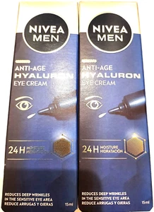 2 x Nivea Men Anti- age Hyaluron Eye Creams 15 ml Tubes. - Picture 1 of 2