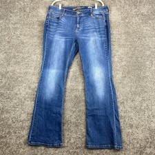 Arizona Jean Co. Bootcut Denim Jeans 18 Juniors Plus Blue Faded Whisker Mid Rise