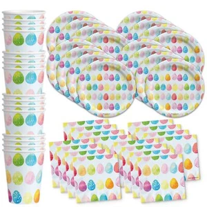 Easter Egg Party Supplies Plates Napkins Cups Tableware Kit Serves 16 - Picture 1 of 8