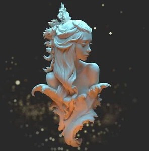 Fae en hojas espinosas | Busto artístico | Miniaturas de espino negro - Imagen 1 de 6