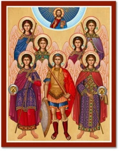 IMPRESIÓN ICONO SIETE SANTOS ARCÁNGELES 8x10 EE. UU. IMPRESIÓN CATÓLICA ULTRA SATINADA - Imagen 1 de 1