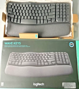 Logitech Wave Keys Kabellose Ergonomische Tastatur, Gepolsterte Handballenauflage, Graphit - Bild 1 von 1
