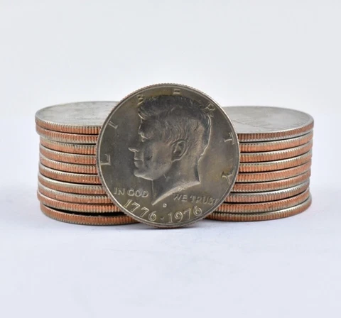 BU $10 Face 1976-PD BICENTENNIAL Kennedy Half Dollars Unc Roll Cover