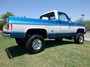 1978 Chevy C10 Scottsdale blue-white | 24x36 inch POSTER | classic pickup - Picture 1 of 2
