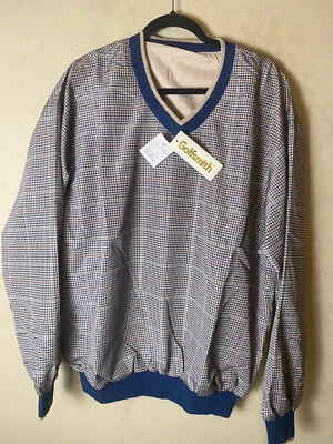 Golfsmith Beige V-Neck Plaid long sleeve Pullover Windbreaker Adults Size L - Image 1 of 4