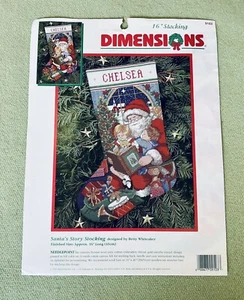 Dimensions Christmas Holiday Needlepoint Kit 9103 SANTA'S STORY STOCKING 1996 - Imagen 1 de 9