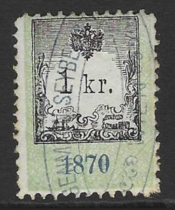Austria 1870 1kr Green Revenue Used - S32425 - Picture 1 of 1