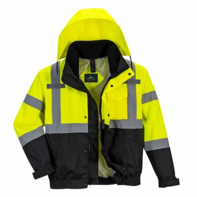 Portwest US365 Hi-Vis Reflective Premium 3-in-1 Safety Work Hooded Bomber Jacket - Image 1 of 4