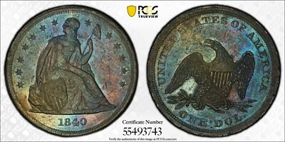 1840 Seated Liberty DOLLAR *PCGS AU* RARE First Year of Issue!!! *FREE SHIPPING! - Image 1 of 4