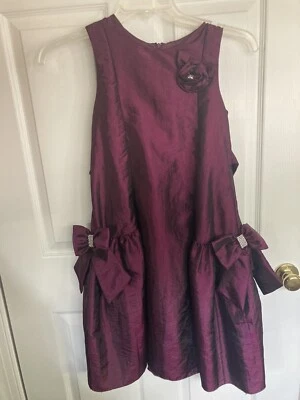 12 girls Burgundy Satin Party Dress Sleeveless victorian Drop Waist flapper - Image 1 of 4