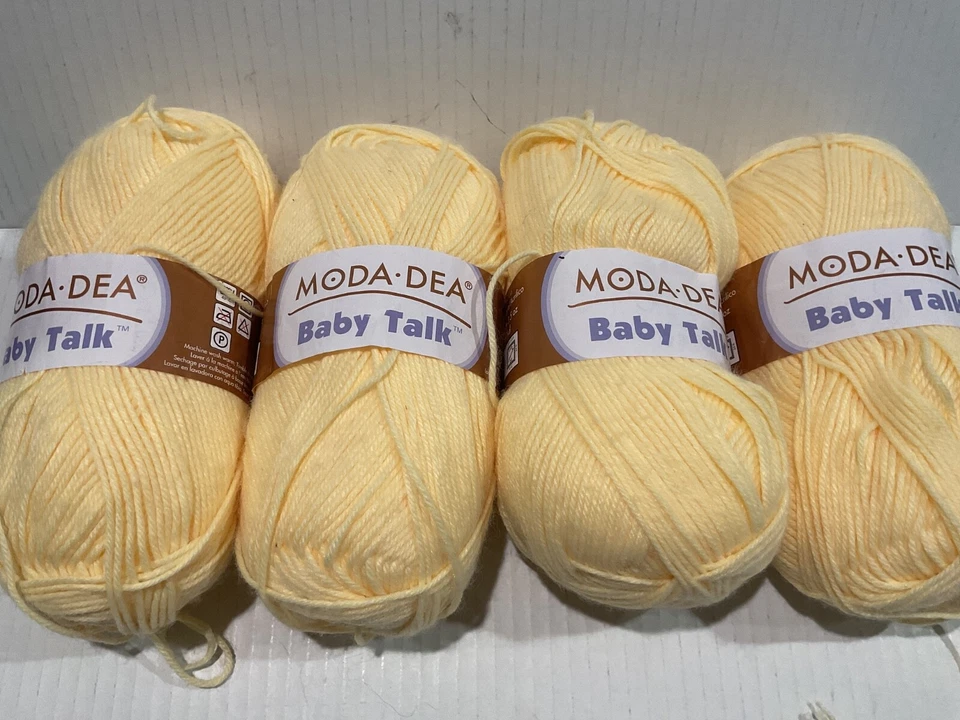 moda dea baby talk lemon yellow lot of 4 skeins 3.5 oz light 3 acrylic/nylon - Image 1 of 4