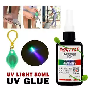 50ml UV Glue Curing Adhesive Transparent Crystal Glass Repair Glue +UV Light Set - Picture 1 of 8