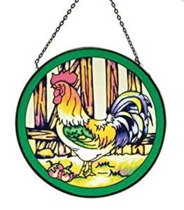 Suncatcher Cockerel Design 6" round - Picture 1 of 1