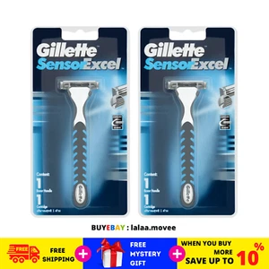 2X Gillette Sensor Excel Razor 1 Handle + 1 Blades Cartridge Twin blades manual - Picture 1 of 6