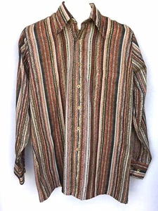 Vintage Botanik 500 Abstrakt Disco Hemd Knopfleiste Langarm Bunte Linien - Bild 1 von 11