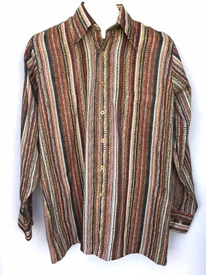 Vtg Botany 500 Abstract Disco Shirt Button Front Long Sleeve Colorful Lines - Image 1 of 4
