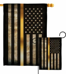 Thin Gold Line Garden Flag Service Armed Forces Decorative Yard House Banner - Picture 1 of 17