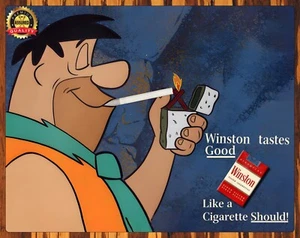 Winston - Cigarettes - Fred Flintstone - 1960 - Rare - Metal Sign 11 x 14 - Picture 1 of 4