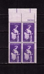 US USA Sc# 1832 MNH FVF PLATE # BLOCK Edith Wharton Pulitzer Prize Novelist - Picture 1 of 1