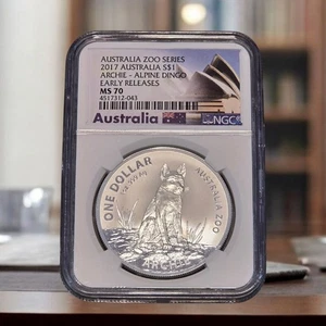 2017 Australia Zoo “Archie” Alpine Dingo 1 oz Silver MS-70 (Early Releases) - Picture 1 of 2