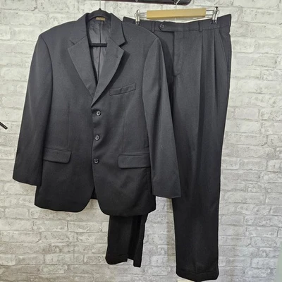 Костюм Stafford из камвольной шерсти черный 2 предмета 34/32 плиссированные брюки. Куртка 40R - Изображение 1 из 4