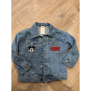 Disney Junior Mickey Mouse Denim Jean Jacket Patches Toddler Size 4T - Picture 1 of 6