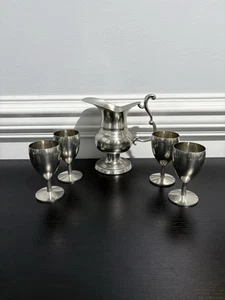 Vintage Metawa Holland Echt Zinn kleiner Krug und 4 Weinkelche Set - Bild 1 von 8