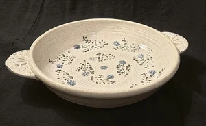 Rustikale Steingut gesprenkelt Vergissmeinnicht Tortenplatte Handarbeit Studiokeramik - Bild 1 von 7