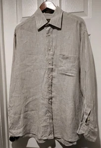 Tasso Elba Men's Luxury Linen Casual Button Up Shirt Long Sleeve Tan Size XL - Picture 1 of 7