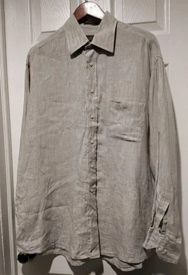 Tasso Elba Men's Luxury Linen Casual Button Up Shirt Long Sleeve Tan Size XL - Image 1 of 4