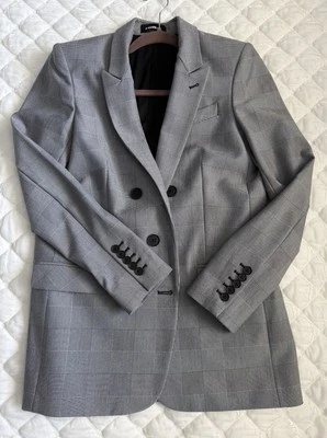 Blazer Express Branco/Preto Espinha de Arenque Peito Duplo Tamanho Pequeno - Imagem 1 de 4
