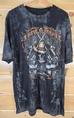 Camiseta Affliction Hombres 4XL American Customs Vaquero Calavera Outlaw Vive Rápido LEER Foto 1 de 4