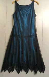 Vintage SL Fashions Dress Sparkly Dark Fairy Asymmetric Y2K whimsigoth Beaded 8 - Picture 1 of 6