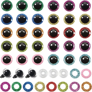 120pz Occhi di Sicurezza in Plastica Glitterata 10Mm Artigianato Bambola Occhi 10 Colori Mezzo Tondo Cr - Foto 1 di 6