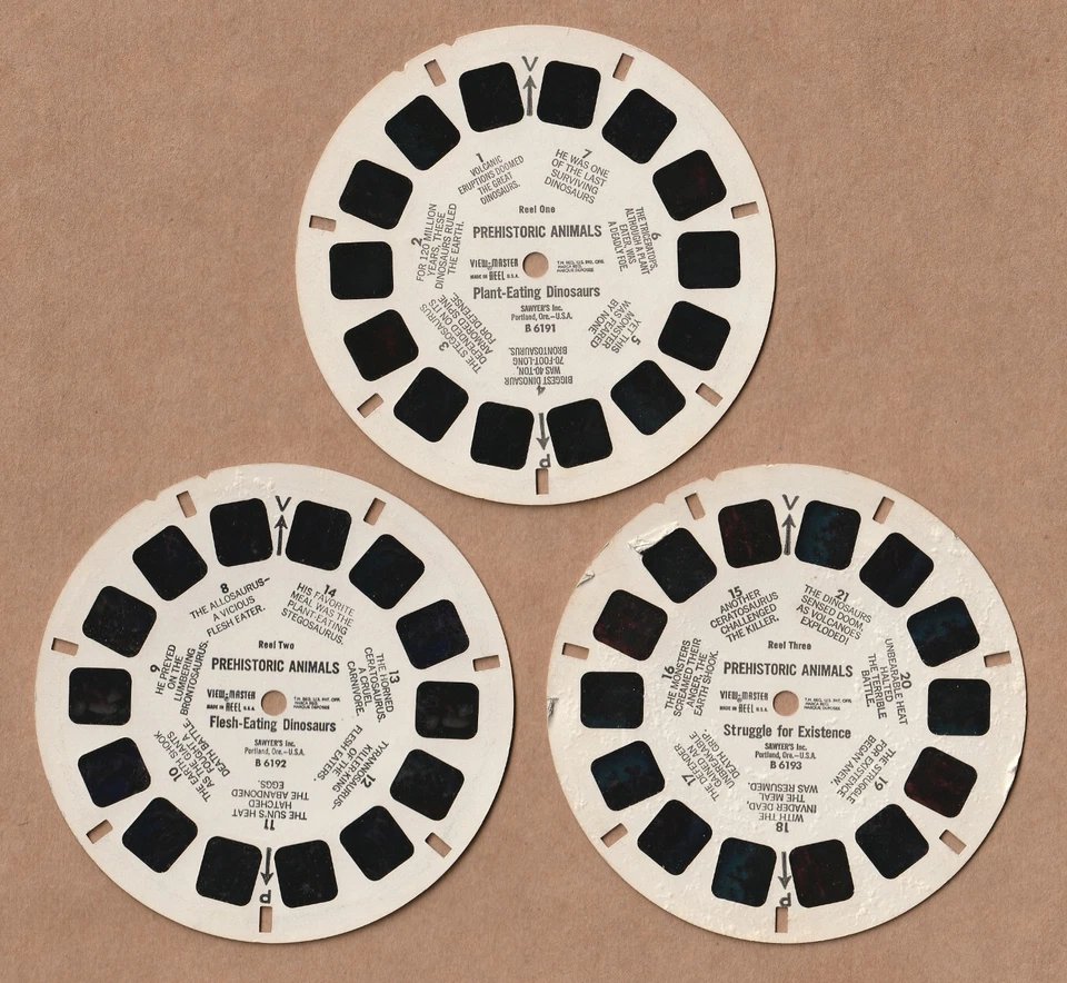 Set of three vintage View-Master reels Prehistoric Animals - Image 1 of 1