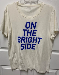 J Crew women t shirt size XL ivory slub knit On The Bright Side short sleeve EC - Picture 1 of 7