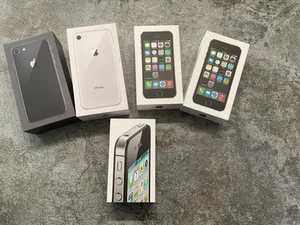 Lot of 5 iPhone EMPTY BOXES - 2 iPhone 8 - 2 iPhone 5s - 1 iPhone 4s - Photo 1 sur 11