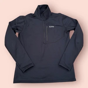 Simms Pullover Pile Uomo Medio Nero 1/2 Zip Manica Lunga Outdoor Pesca Campeggio - Foto 1 di 7