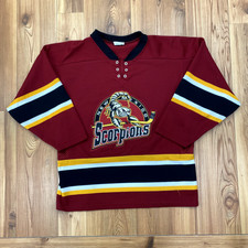 Athletic Knit Red New Mexico Scorpions CHL Pirate Collar Hockey Jersey YOUTH L
