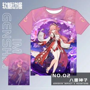Camiseta Genshin Impact Yae Miko Anime Cosplay Harajuku Mangas Cortas #12 - Imagen 1 de 2