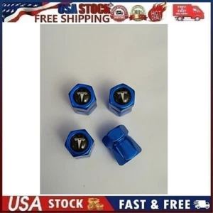 4PCS Metal Car Tire Valve Caps Valve Stem Cover Compatible with Tesla Blue Sty 1 - Picture 1 of 10