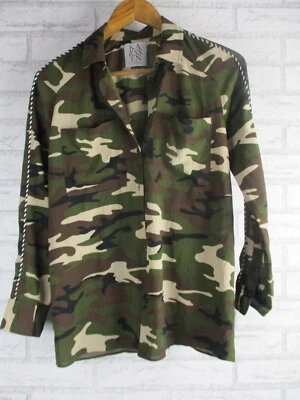 Karssen Zoe женская рубашка блузка зеленый армия печать S кнопка спереди - Изображение 1 из 4